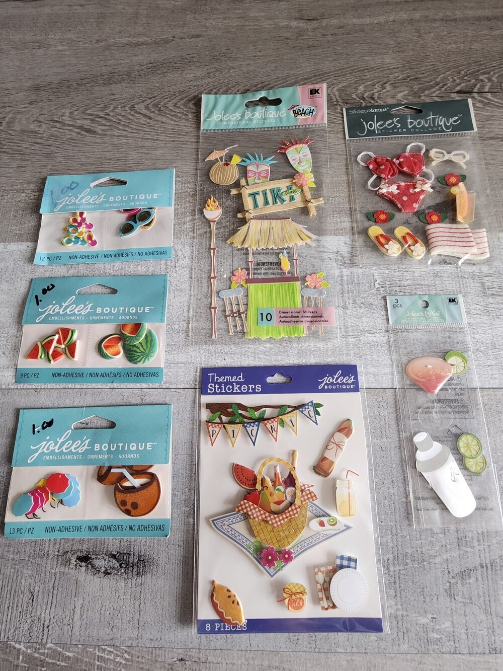 NEW Scrapbook 3D Stickers LOT Beach Vacation Tropical Tiki Jolee Retired 33